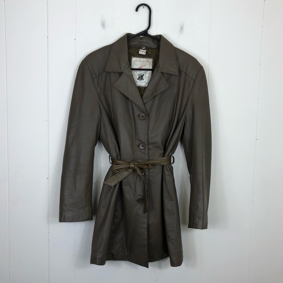 Vintage Belted Leather Jacket Sz S - Picture 3 of 15